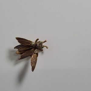 Pauline Rader Retro Rhinestone insect Brooch Signed